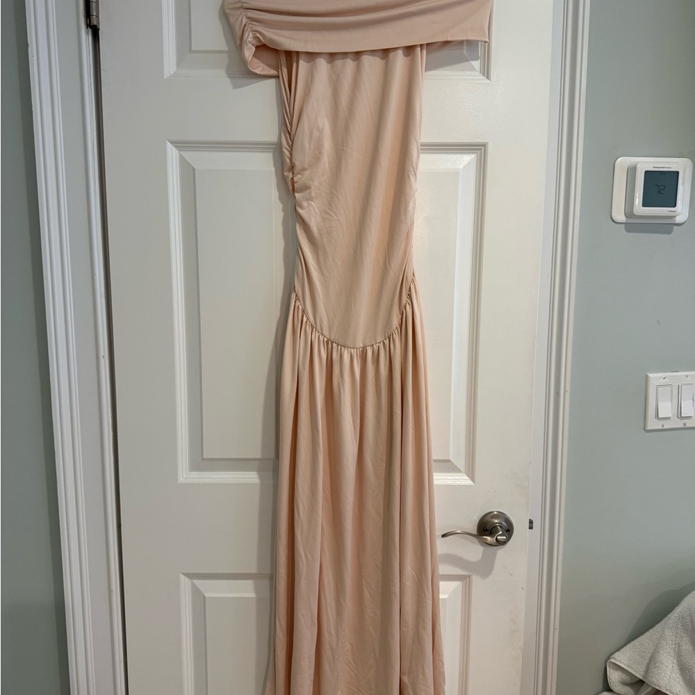 Elegant Cream Off-Shoulder Dress